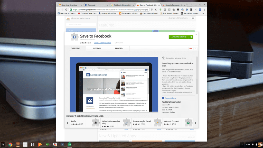 Facebook official save and share extension for Chrome
