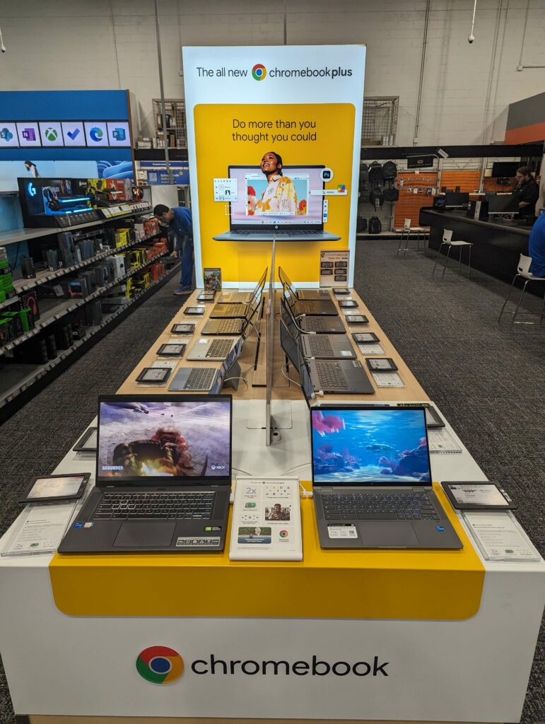 Quick look at Best Buy’s new Chromebook Plus display tables