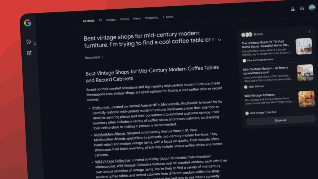 Google Search AI Mode in browser