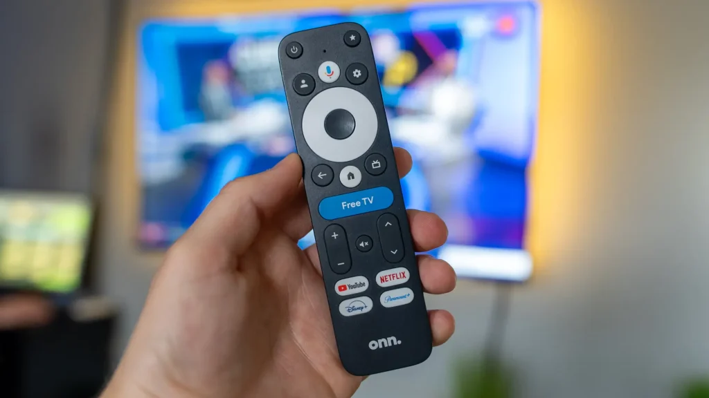 Onn 4K Pro Google TV streamer remote