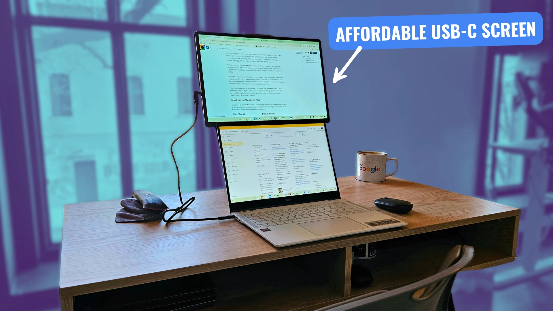 My new portable monitor for my mobile Chromebook setup is both unique and affordable