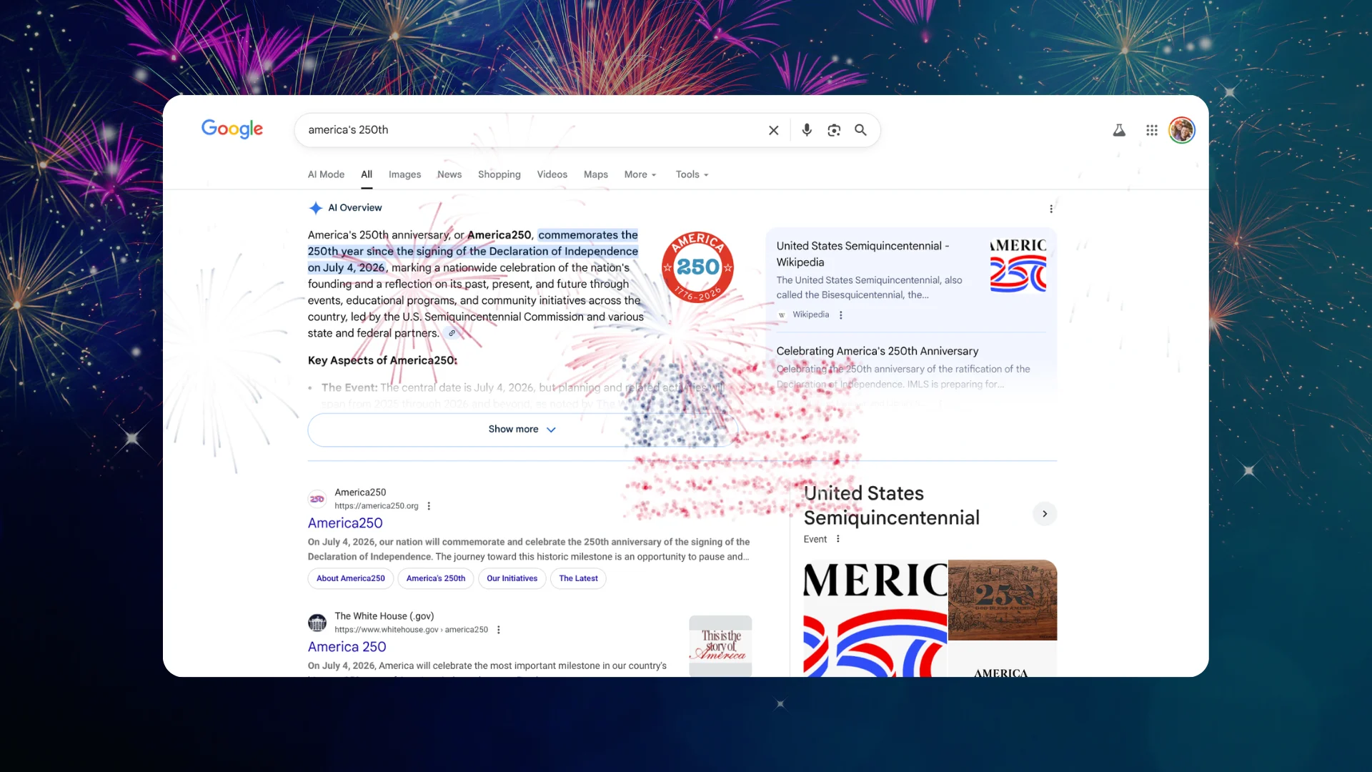 Google Search celebrates America’s 250th anniversary with a fun Easter egg