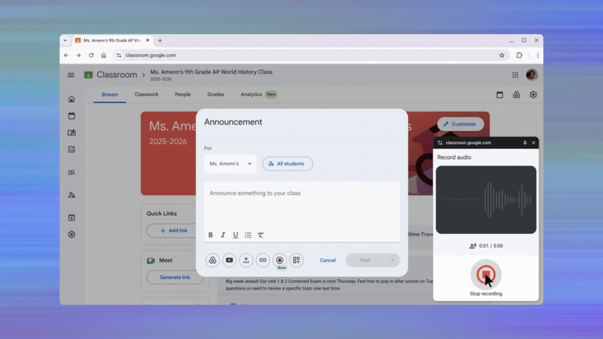 Google Classroom is finally cutting out the middleman for audio and video recording